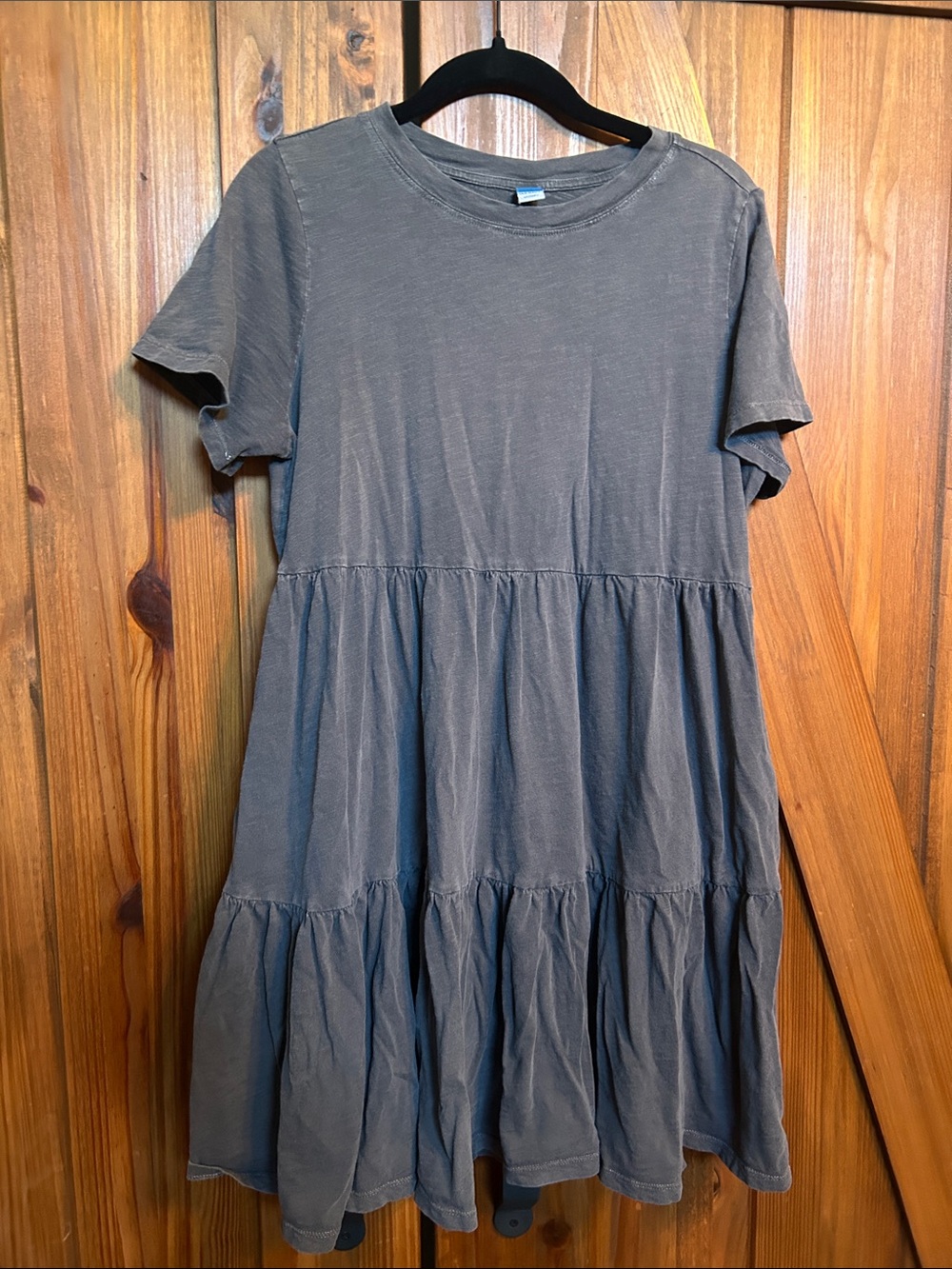 Old Navy Gray Tiered Short-Sleeve Dress